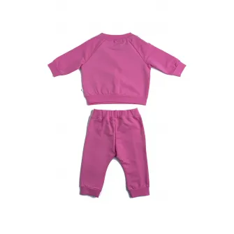 Naeve, Set de bluza sport cu decolteu la baza gatului si pantaloni sport, Roz, 68 CM