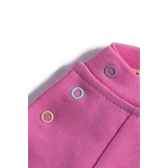 Naeve, Set de bluza sport cu decolteu la baza gatului si pantaloni sport, Roz, 74 CM