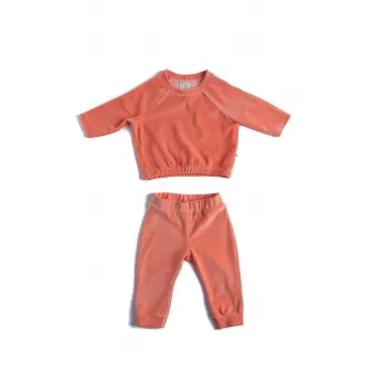 Naeve, Set de bluza sport de catifea si pantaloni sport, Corai, 74 CM