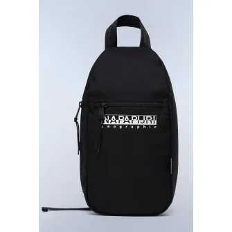 Napapijri, Geanta sling unisex cu imprimeu logo, Negru