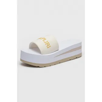 Napapijri, Papuci flatform cu logo, Alb murdar, 40