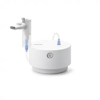 Nebulizator cu compresor Omron C28 Plus 2021, tehnologie Advanced Valve, rezervor pentru medicamente 12 ml, Alb