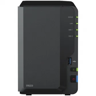 Network Attached Storage Synology DS223 cu procesor Realtek RTD1619B 1.7GHz, 2-Bay, 2GB DDR4