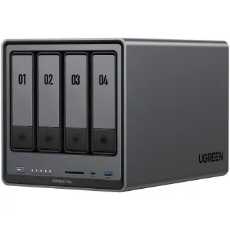 Network Attached Storage UGREEN NASync DXP4800 Plus cu procesor Intel Pentium Gold 8505 5-core 3.3 Ghz, 8GB DDR5, 4-bays, port 2.5G, port 10GB