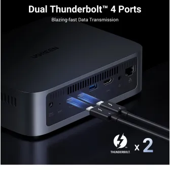 Network Attached Storage UGREEN NASync DXP480T Plus cu procesor Intel i5 1235u 10-Core, 8GB DDR5, 4 slots M.2 NVMe, port 10G, 2 ports Thunderbolt™ 4, Build-in Wi-Fi Module