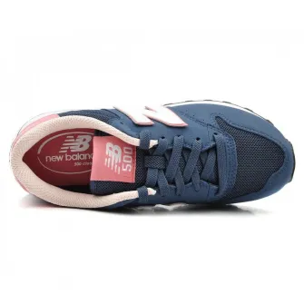 New Balance, Pantofi sport cu insertii de piele 500, Albastru, 41