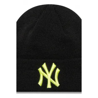 New Era, Caciula elastica cu logo brodat League Ess, Negru, Verde neon, 48 CM