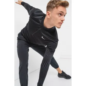 Nike, Bluza cu fenta cu fermoar, pentru alergare, Negru, XL