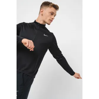 Nike, Bluza cu fenta cu fermoar, pentru alergare, Negru, XL