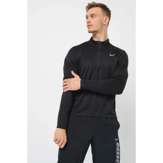 Nike, Bluza cu fenta cu fermoar, pentru alergare, Negru, XL