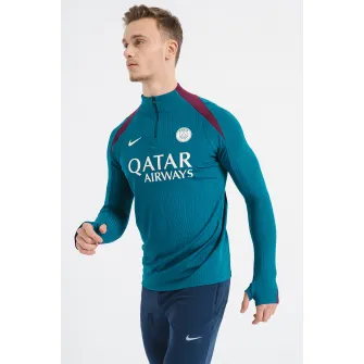 Nike, Bluza cu logo si fermoar scurt pentru fotbal, Visiniu, Verde englez, L