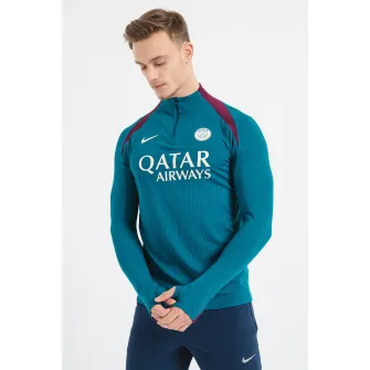 Nike, Bluza cu logo si fermoar scurt pentru fotbal, Visiniu, Verde englez, L