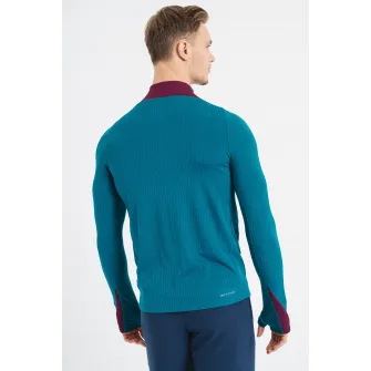Nike, Bluza cu logo si fermoar scurt pentru fotbal, Visiniu, Verde englez, L