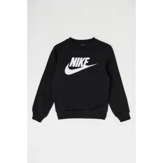 Nike, Bluza de trening cu model logo Club, Negru, Alb, 122-128 CM