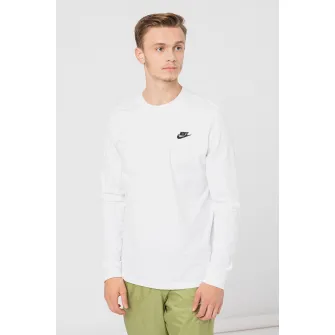 Nike, Bluza relaxed fit cu logo brodat Sportswear Club, Alb, 2XL