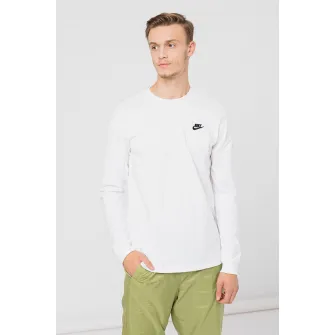 Nike, Bluza relaxed fit cu logo brodat Sportswear Club, Alb, 2XL