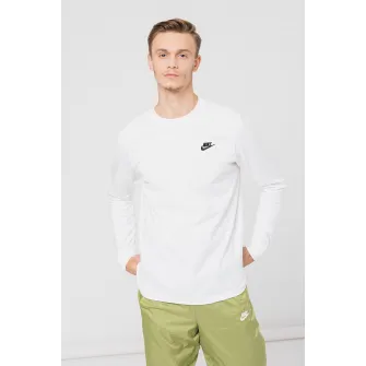 Nike, Bluza relaxed fit cu logo brodat Sportswear Club, Alb, 2XL