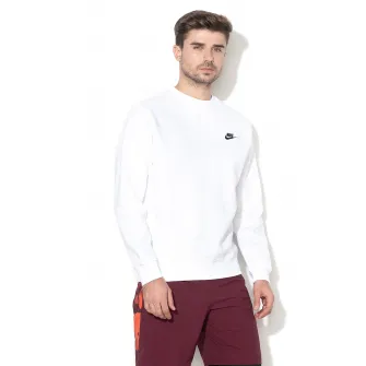 Nike, Bluza sport din amestec de bumbac cu decolteu la baza gatului Sportswear, Alb, 2XL