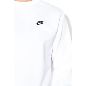 Nike, Bluza sport din amestec de bumbac cu decolteu la baza gatului Sportswear, Alb, 2XL
