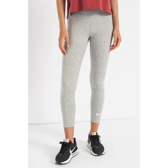 Nike, Colanti crop cu talie inalta, Gri melange, XS