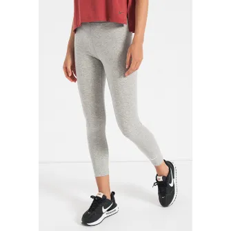 Nike, Colanti crop cu talie inalta, Gri melange, XS