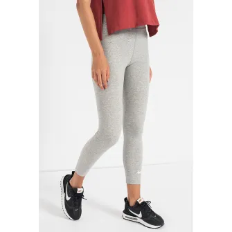 Nike, Colanti crop cu talie inalta, Gri melange, XS
