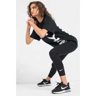 Nike, Colanti crop cu talie inalta, Negru, S