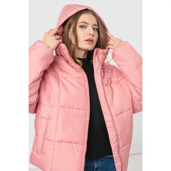NIKE, Geaca cu aspect matlasat, Roz pal, 2XL