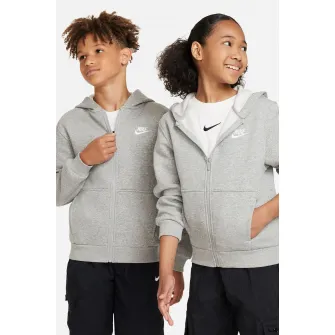 Nike, Hanorac cu fermoar Club, Gri melange, 122-128 CM