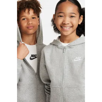 Nike, Hanorac cu fermoar Club, Gri melange, 122-128 CM