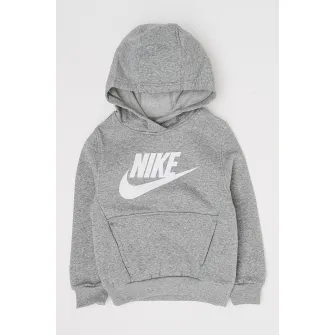 Nike, Hanorac cu imprimeu logo si buzunar kangaroo, Gri deschis melange, 122-128 CM