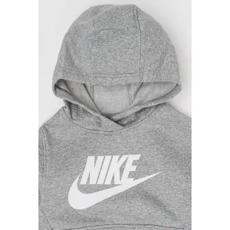 Nike, Hanorac cu imprimeu logo si buzunar kangaroo, Gri deschis melange, 122-128 CM