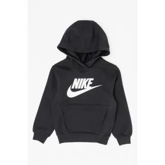 Nike, Hanorac cu imprimeu logo si buzunar kangaroo, Negru, Alb, 128-137 CM