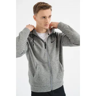 Nike, Hanorac relaxed fit, pentru fitness Therma-FIT, Gri inchis melange, M