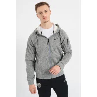 Nike, Hanorac relaxed fit, pentru fitness Therma-FIT, Gri inchis melange, M