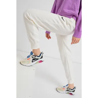 Nike, Pantaloni de trening cu model uni si snur de ajustare in talie, Alb murdar, L