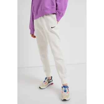 Nike, Pantaloni de trening cu model uni si snur de ajustare in talie, Alb murdar, L
