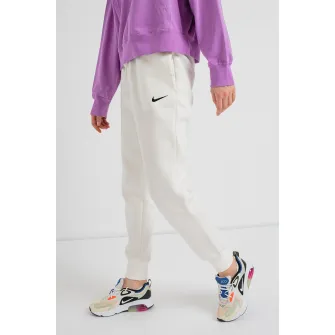 Nike, Pantaloni de trening cu model uni si snur de ajustare in talie, Alb murdar, L