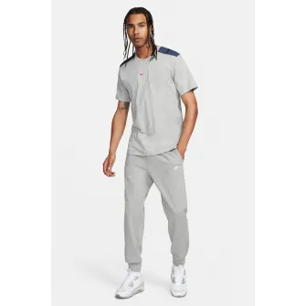 Nike, Pantaloni de trening cu talie medie si snur, Gri deschis melange, 2XL