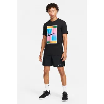 Nike, Pantaloni scurti cu tehnologie Dri Fit pentru tenis Court Victory, Alb, Negru stins, 2XL