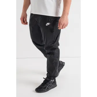 Nike, Pantaloni sport cu slituri cu fermoar la glezna Windrunner, Negru, Alb, XL