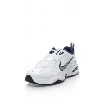 Nike, Pantofi de piele cu logo pentru fitnes Air Monarch IV, Alb, Albastru, 9.5