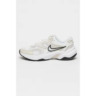 Nike, Pantofi sport cu insertii de piele si piele intoarsa AL8, Alb, Gri cenusiu, 7