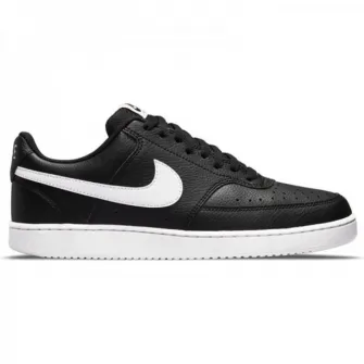 Nike, Pantofi sport de piele ecologica Court Vision Low Next Nature, Negru, Alb optic, 9.5