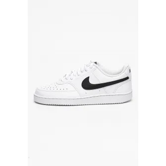 Nike, Pantofi sport de piele ecologica Court Vision Low Next Nature, Negru, Alb, 10.5