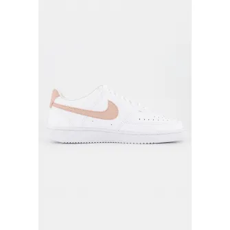 Nike, Pantofi sport de piele ecologica Court Vision Low Next Nature, Alb, Roz, 7