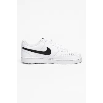 Nike, Pantofi sport de piele ecologica Court Vision Low Next Nature, Negru, Alb, 10.5