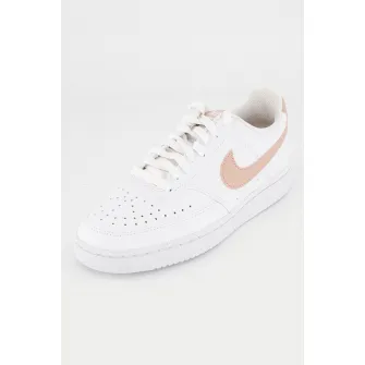 Nike, Pantofi sport de piele ecologica Court Vision Low Next Nature, Alb, Roz, 7
