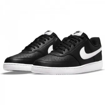 Nike, Pantofi sport de piele ecologica Court Vision Low Next Nature, Negru, Alb optic, 11.5
