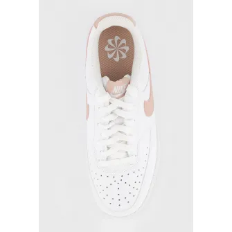 Nike, Pantofi sport de piele ecologica Court Vision Low Next Nature, Alb, Roz, 7